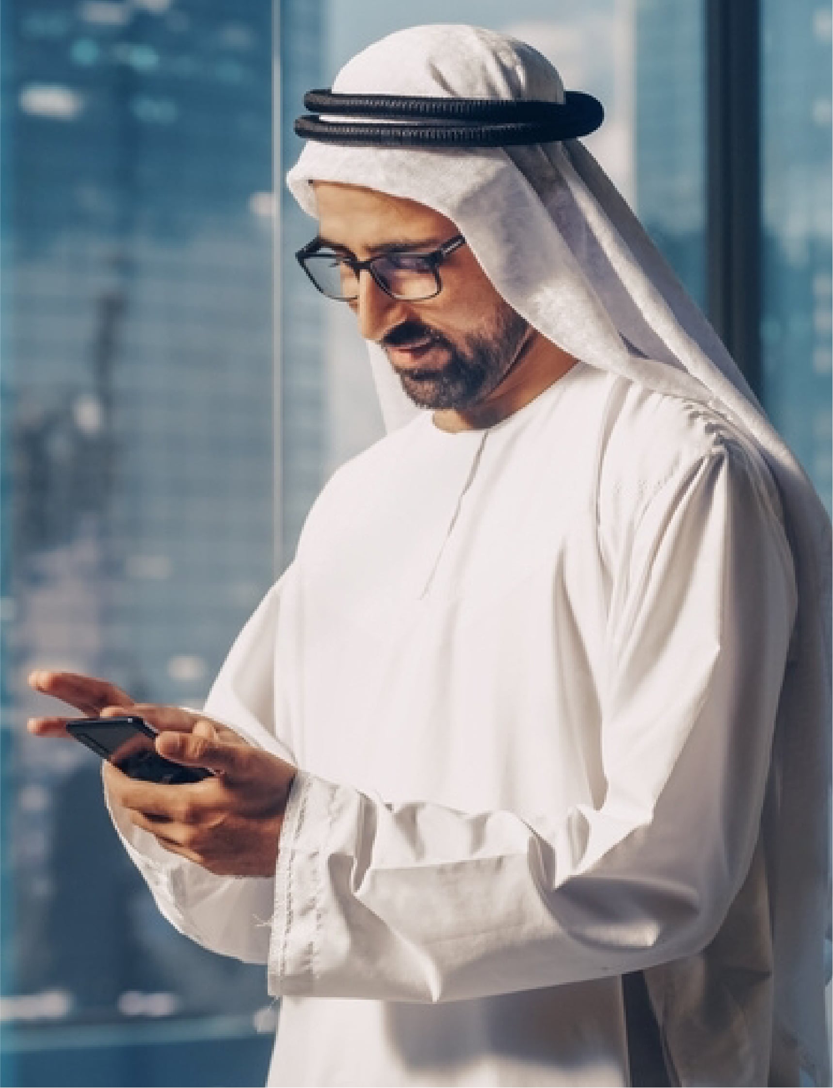 Professional conducting market research survey